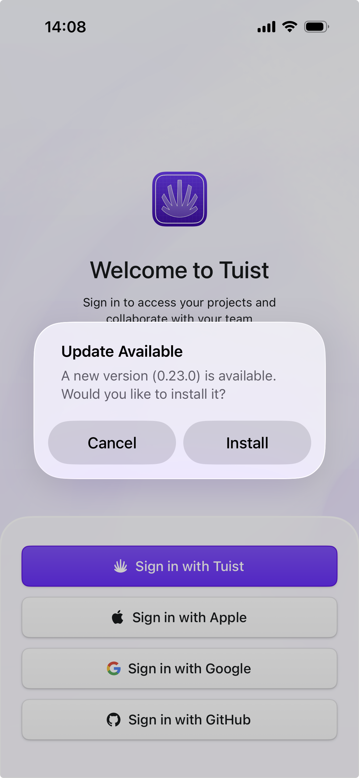 Preview update alert